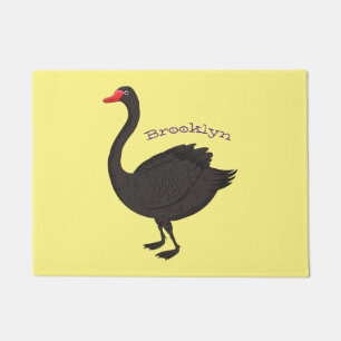 Black swan cartoon illustration  doormat