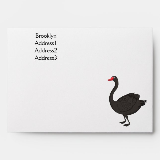 Black swan cartoon illustration  envelope (Front)