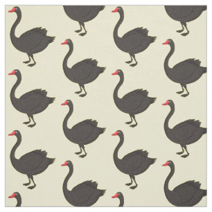 Black swan cartoon illustration  fabric