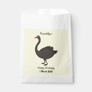 Black swan cartoon illustration favour bag