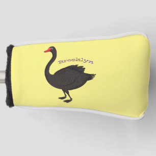 Black swan cartoon illustration golf head cover