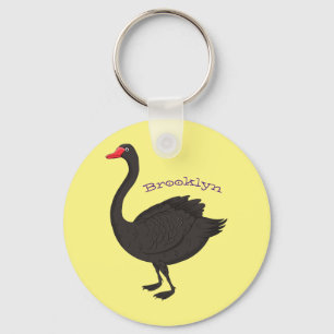 Black swan cartoon illustration key ring