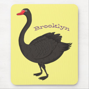 Black swan cartoon illustration mouse pad