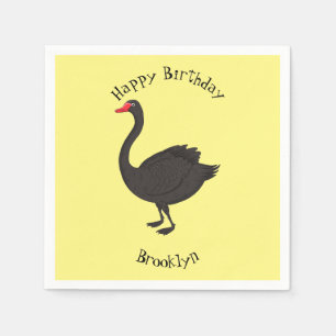Black swan cartoon illustration  napkin