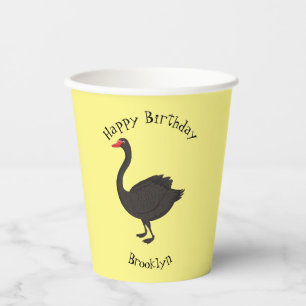 Black swan cartoon illustration paper cups