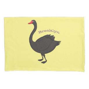 Black swan cartoon illustration  pillowcase