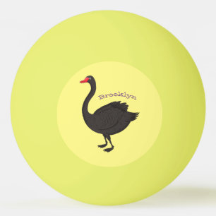 Black swan cartoon illustration ping pong ball