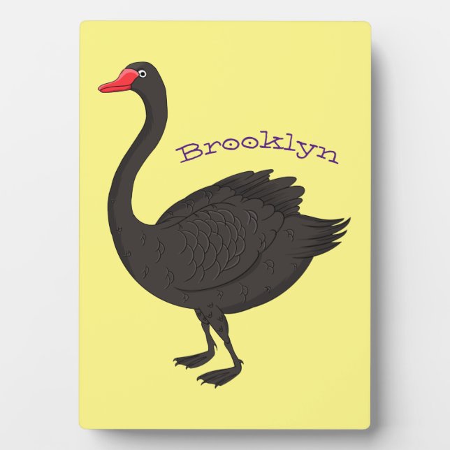 Black swan cartoon illustration plaque (Front)