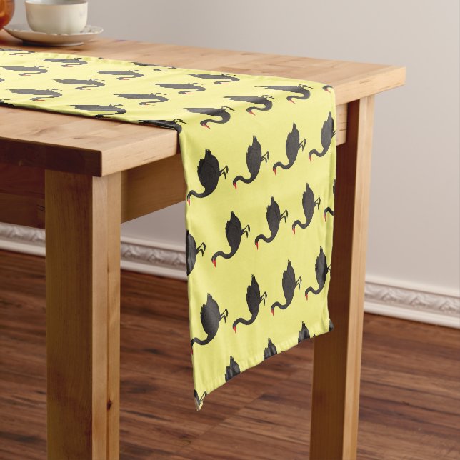 Black swan cartoon illustration  short table runner (In Situ)