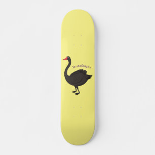 Black swan cartoon illustration skateboard