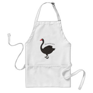 Black swan cartoon illustration standard apron