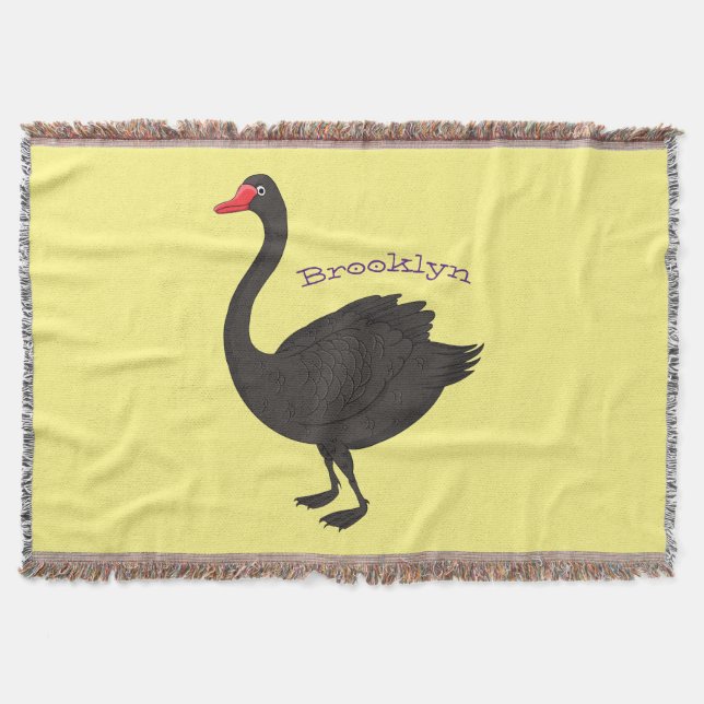 Black swan cartoon illustration  throw blanket (Front)