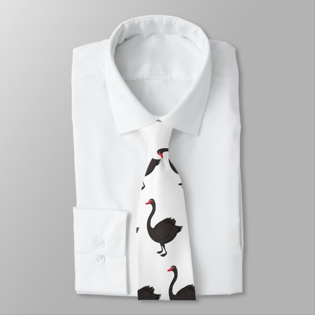 Black swan cartoon illustration  tie (Tied)