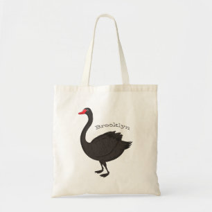 Black swan cartoon illustration  tote bag