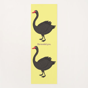 Black swan cartoon illustration yoga mat