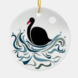 Black Swan Ceramic Ornament