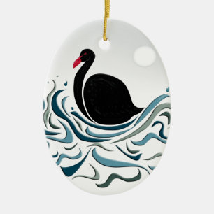 Black Swan Ceramic Ornament