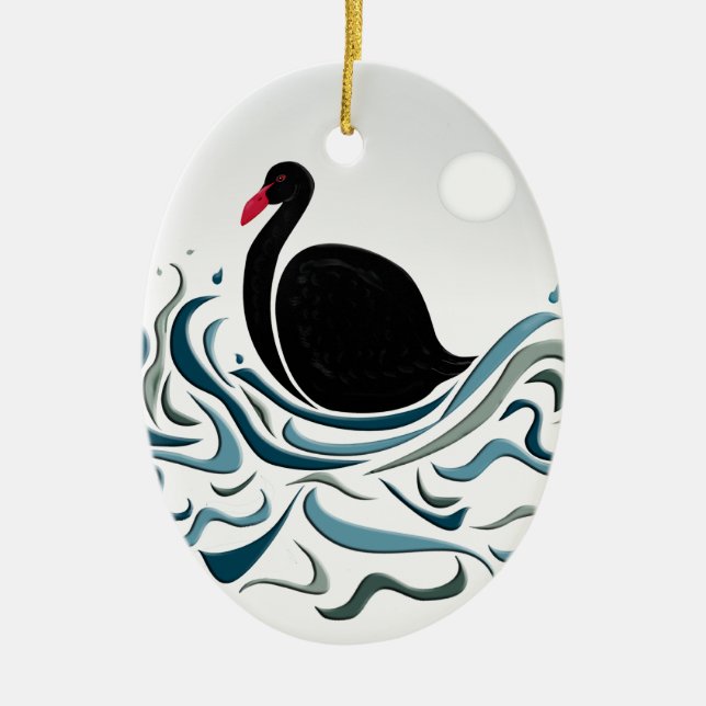 Black Swan Ceramic Ornament (Front)