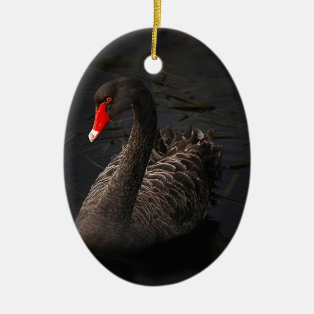 Black Swan Ceramic Ornament (Front)