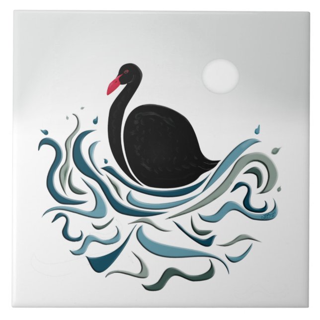 Black Swan Ceramic Tile (Front)