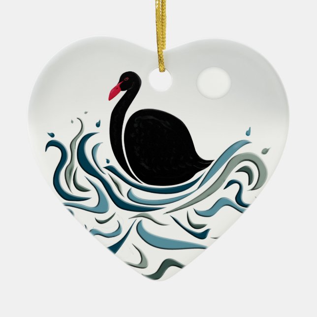 Black Swan Ceramic Tree Decoration (Front)