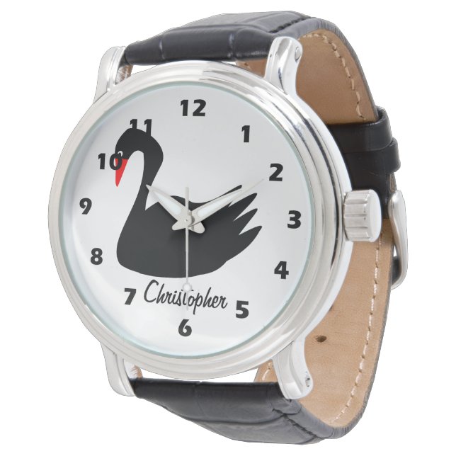 Black Swan Design Personalised Watch (Angled)