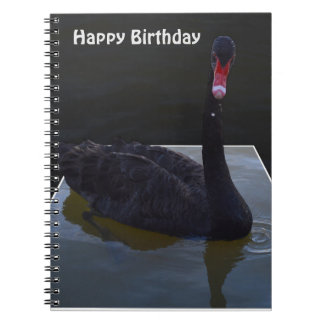 Black Swan Droplets In Pond,  Birthday Notebook