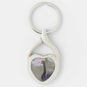 Black Swan Heart Keychain