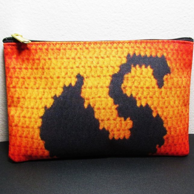 Black Swan In Orange Sunset Artisan Crochet Print  Accessory Pouch (Creator Uploaded)