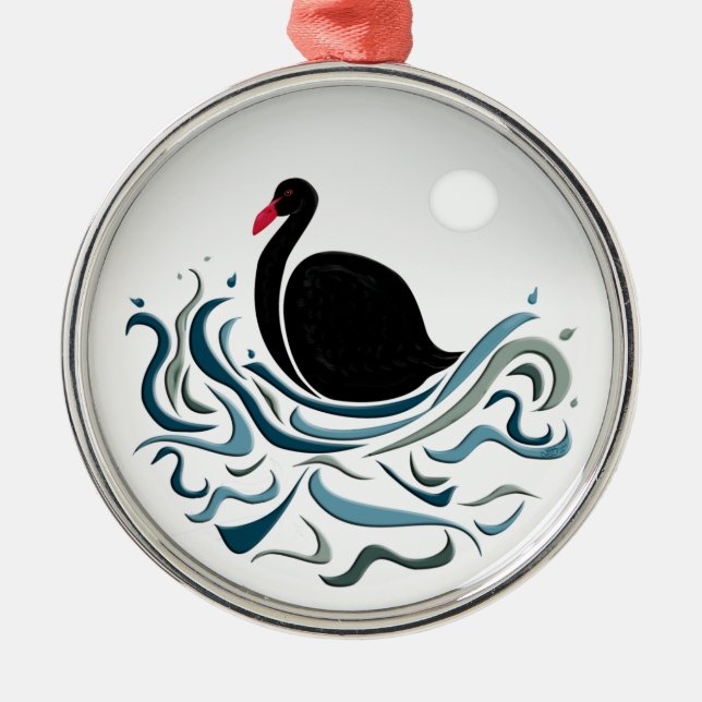 Black Swan Metal Tree Decoration (Front)