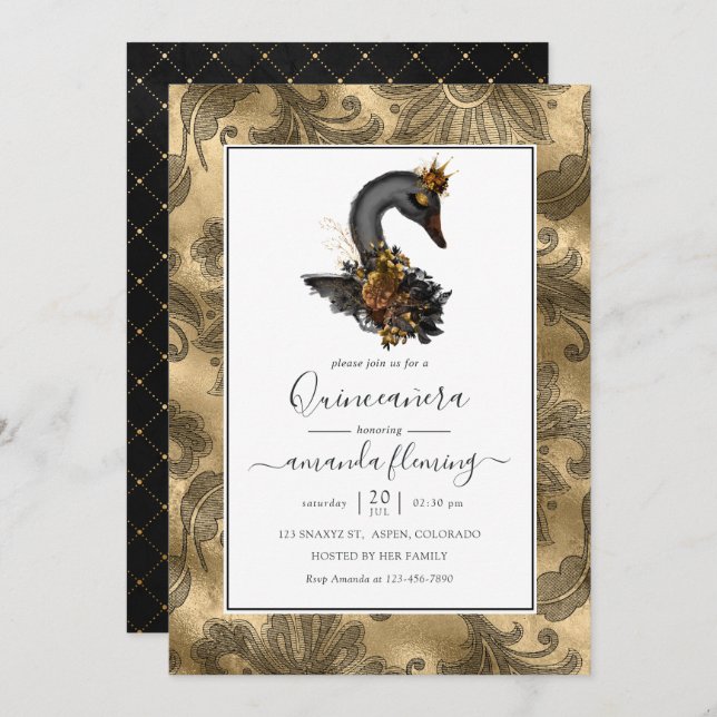 Black Swan Quinceañera Invitation (Front/Back)