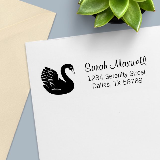 Black Swan Return Address Self-inking Stamp (Creator Uploaded)