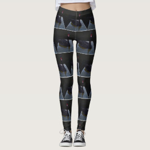 Black Swan Swimming In Dimensional Pond, Leggings