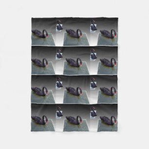 Black Swan Swimming In Dimensional Pond, Small, Fleece Blanket