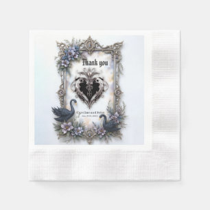 Black Swan Wedding Frame – Gothic Romance Love Napkin