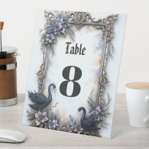 Black Swan Wedding Frame – Gothic Romance Love  Pedestal Sign