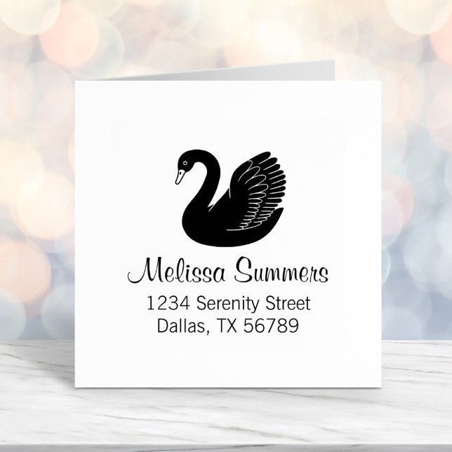 Black Swan Wings up Address Self-inking Stamp (Creator Uploaded)