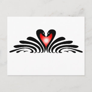 BLACK SWANS & HEART by SHARON SHARPE Postcard