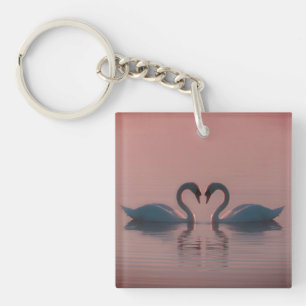Black Swans Must Be Love Pink Sky Key Ring