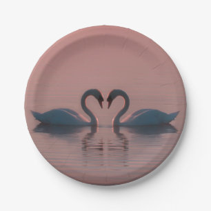 Black Swans Must Be Love Pink Sky Paper Plate