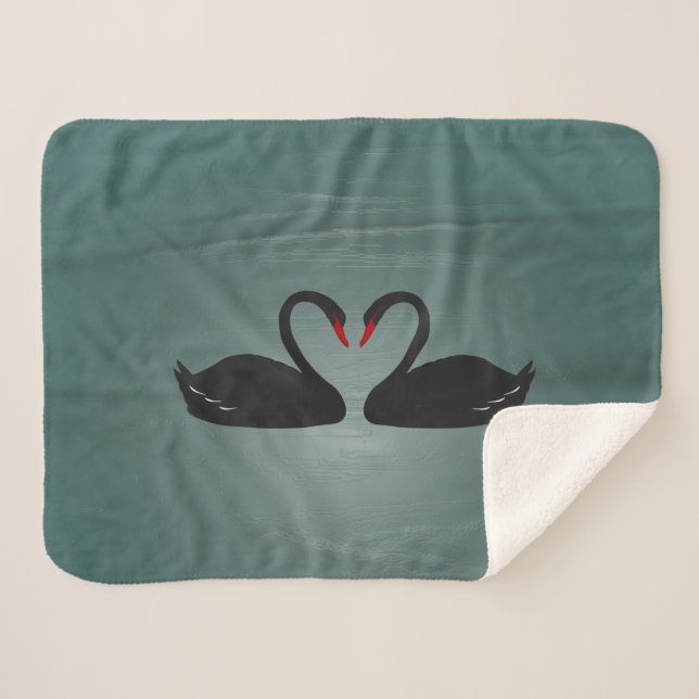 Black Swans Sherpa Blanket (Front (Horizontal))
