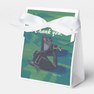 Black Swans Swimming Wedding Favour Boxes
