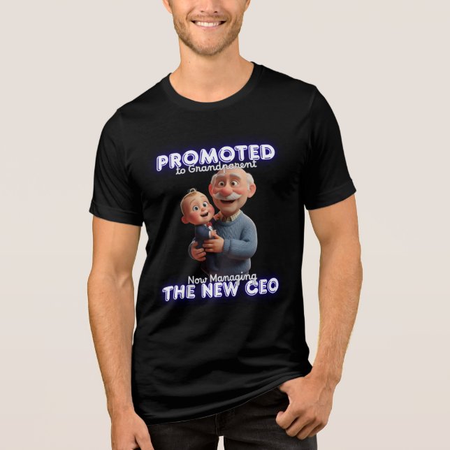 Black Sweatshirt | Promoted to Grandpa | Hilarious Tri-Blend Shirt (Front)
