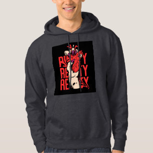 Black Sweatshrirt With Heart And Hand Design Hoodie