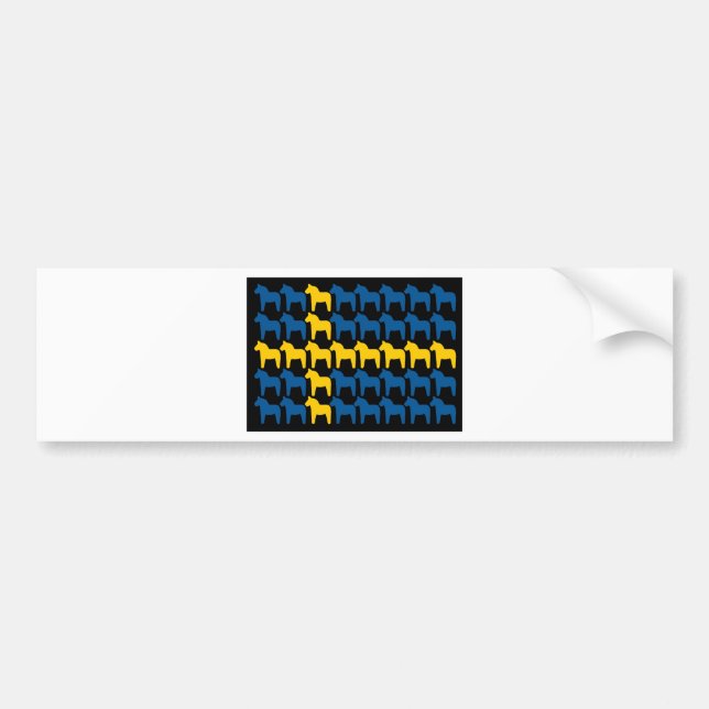 Black Sweden Dala Flag Bumper Sticker (Front)