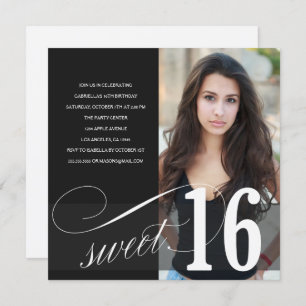 Black Sweet 16 Party Invitation