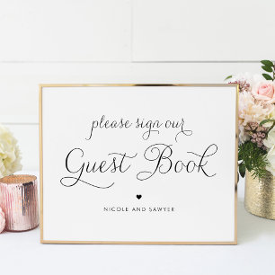 Black Sweet Calligraphy Wedding Guest Book