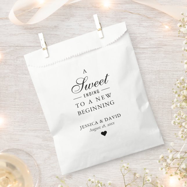 Black Sweet Ending New Beginning Wedding Favour Ba Bag (Clipped)