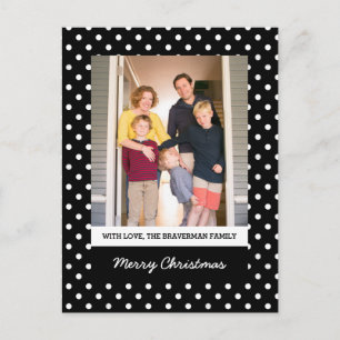 Black Sweet Polka Dot Holiday Photo Postcard