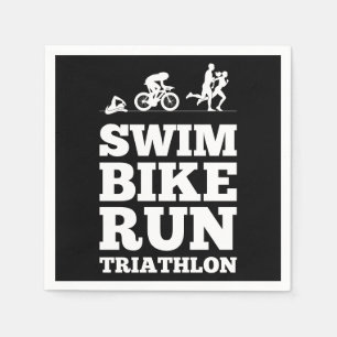 Black • Swim Bike Run Triathlon Motivation Napkin
